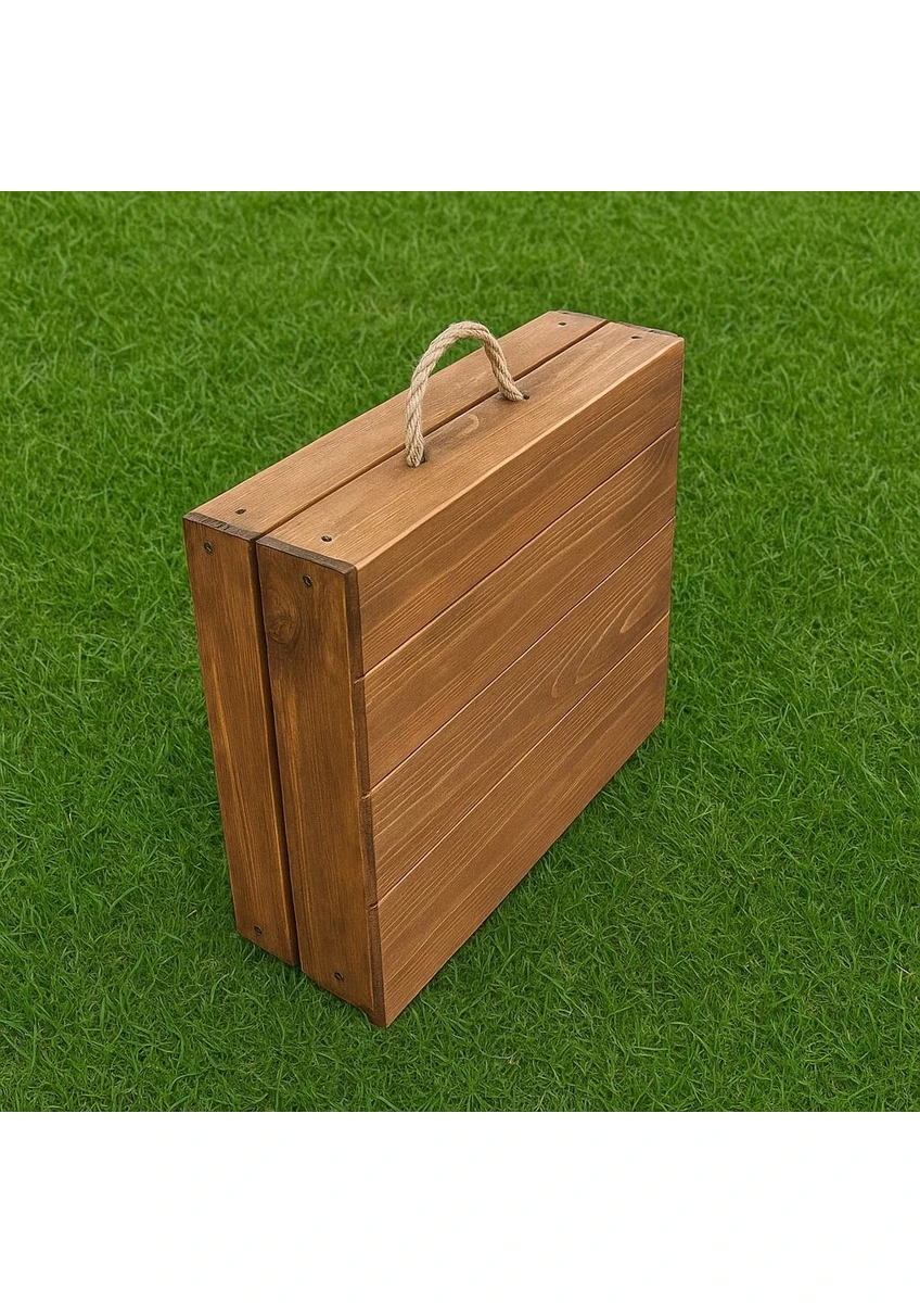 4 Tabureli Katlanır Bavul Piknik Bahçe Balkon Masa Takımı - Katlanır Kamp Masa Takımı - Ceviz